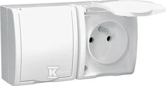Kontakt-Simon AQUARIUS dvigubas lizdas su įžeminimu IP54 baltas 16A