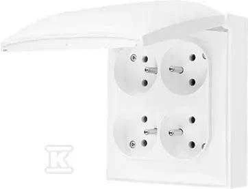 Kontakt Simon Contact-Simon Simon Aquaclick Socket IP44, 4 kartus su įžeminimu, atvartas baltas ACGZ4/11