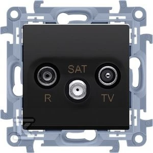 Kontakt-Simon Antenos lizdas Kontakt-Simon Simon 10 CASK.01/49 R-TV-SAT terminalas / terminalas praėjimo lizdo moduliui. 1x įvestis: 5MHz-2,4GHz matinė juoda