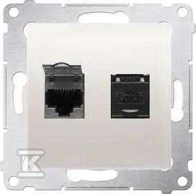 Kontakt-Simon Kompiuterio lizdas SIMON54 dvivietis 2xRJ45 kat.6 su užrakto kremu - D62.01/41
