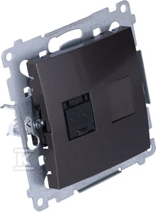 Kontakt-Simon Kompiuterio lizdas SIMON54 vienvietis RJ45 kat.6 su langinėmis antracitu - D61.01/48