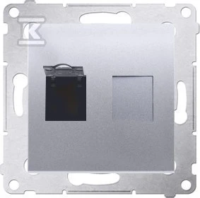 Kontakt-Simon Kompiuterio lizdas SIMON54 vienvietis RJ45 kat.6 su sidabrine sklende - D61.01/43