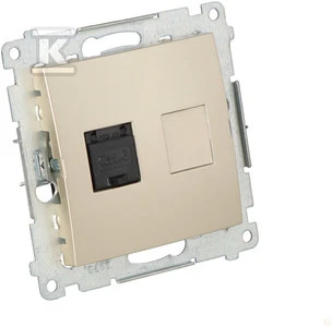 Kontakt-Simon Kompiuterio lizdas SIMON54 vienvietis RJ45 kat.6 su auksiniu sklende - D61.01/44