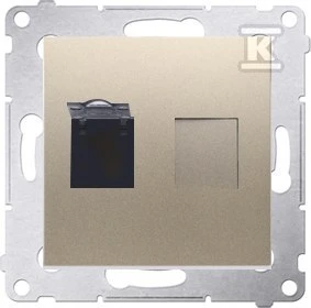 Kontakt-Simon Kompiuterio lizdas SIMON54 vienvietis RJ45 kat.6 su auksiniu sklende - D61.01/44