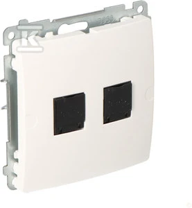 Kontakt-Simon Dvigubas kompiuterio lizdas BASIC MODULE 2xRJ45 cat.6 su baltu sklende - BM62.01/11