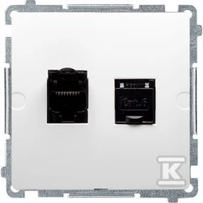 Kontakt-Simon Dvigubas kompiuterio lizdas BASIC MODULE 2xRJ45 cat.6 su baltu sklende - BM62.01/11