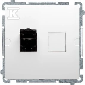 Kontakt-Simon Vienvietis kompiuterio lizdas BASIC MODULE RJ45 cat.6 su langine balta - BM61.01/11