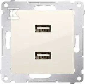 Kontakt-Simon įkroviklis 2xUSB 2.1A 5V / DC kremas (DC2USB.01 / 41)