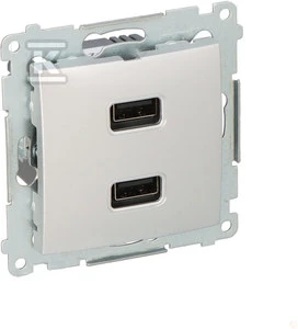 Kontakt Simon Įkroviklis 2XUSB 2.1A, 5V Sidabrinis SIMON5