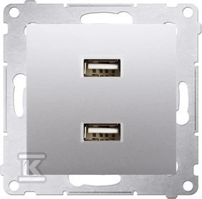 Kontakt Simon Įkroviklis 2XUSB 2.1A, 5V Sidabrinis SIMON5