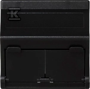 „Kontakt-Simon K45“ dviguba duomenų perdavimo lizdo plokštė 2xRJ įstrižai su sklende, pilko grafito - KB80/14