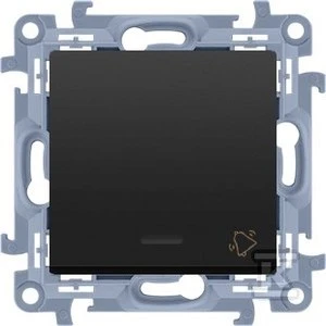 Kontakt-Simon Simon 10 CD1L.01/49 durų skambučio mygtukas su LED apšvietimu, 10AX modulis, 250V~, varžtiniai gnybtai, juoda matinė spalva