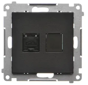 Kontakt Simon T61.01/114 Simon 55 Vienvietis kompiuterio lizdas RJ45 6 kategorija, su apsauga nuo dulkių (modulis) Šviesiai pilkas matinis T61.01/114