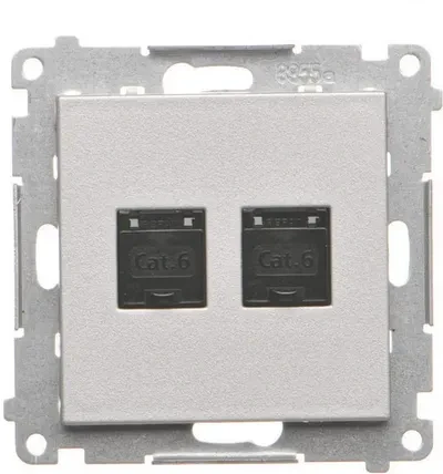 Kontakt Simon Susisiekite su Simonu T61.01/143 Simon 55 Lizdas vieno kompiuterio RJ45 6 kategorijos, su apsauga nuo dulkių (modulis) Aliuminio matinis T61.01/143