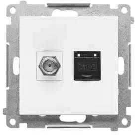 Kontakt Simon TASFRJ45.01/111 Simon 55 F tipo antenos lizdas + RJ45 kat. 6 (modulis) matinės baltos spalvos TASFRJ45.01/111