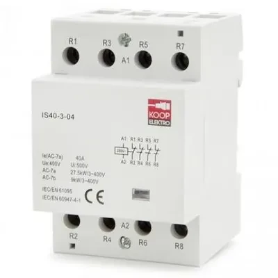 KOOP Elektro Stycznik modułowy 40-04 40A 4NC 230V 3P 3-FAZ IS40-3-04