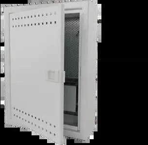 Korpuso spinta, telekomunikacinė spinta, FTTH 350x250x90, montuojama paviršiuje, perforuotos durys, 1 x lizdas. elektra, 14x lizdai kertinis akmuo ALANTEC
