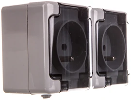 Kos Elektro System KOS BRYZA Hermetiškas dvigubas lizdas su IP54 dūmų atlanka (180036)