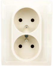 Kos Elektro System KOS Vena dvigubas lizdas, įžeminimas, 16A 250V, kreminė (510336)