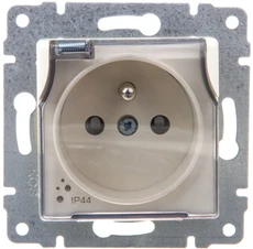 Kos Elektro System KOS Vieno lizdo Vena hermetinis įžeminimo sklendė 16A 250V IP44 kremas (510339)