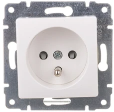Kos Elektro System KOS Viengubas lizdas Vena su įžeminimu ir užuolaidėle 16A 250V balta (510434)