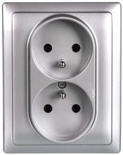 Kos Elektro System KOS Dvigubas lizdas KOS66 įžemintas 16A 250V aliuminis (664036)