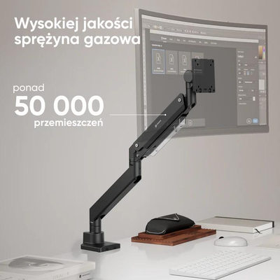 ONKRON G130-B Pasukamas ir pakreipiamas stalo laikiklis 17–57 colių monitoriams, maks. 27 kg, su rotacija, juodas