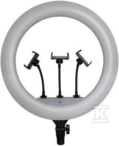 V-tac 55W LED šviečiantis žiedas, juodas, 3200K-5800K, su 3 telefonų laikikliais ir nuotolinio valdymo funkcija