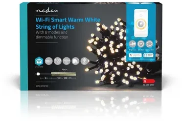 Nedis SmartLife Dekoratyvinis LED | Wi-Fi | 10m | Šiltai baltas | Šiltai baltas | 100 šviesos diodų | 10 m | Android™ / IOS