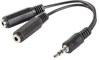 LANBERG AD-0024-BK adapteris Jack Stereo M ->Jack F x2 10cm