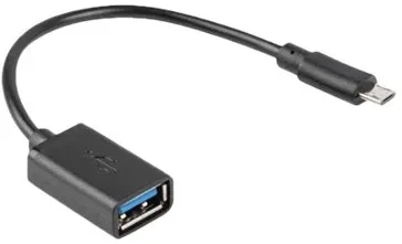 LANBERG adapter micro USB M USB-A F 2.0 0.15m OTG juodas