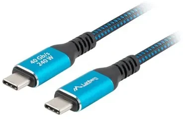 LANBERG cable USB-C M/M 4.0 1m 240W 8K 60Hz Juodas-mėlynas