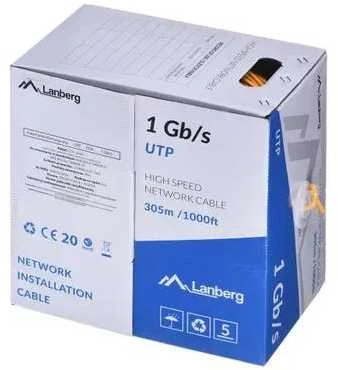 LANBERG Lan Cable UTP 1Gb/s 305m solid CCA Oranžinis