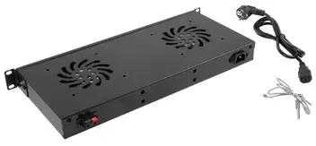 LANBERG AK-1502-B 19 ventiliatoriaus blokas / ventiliacijos skydelis su LCD 2 ventiliatoriais + 230 V termostatu