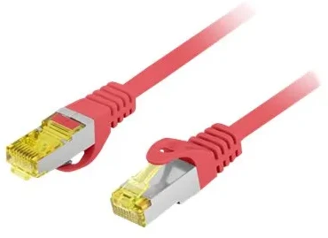 LANBERG Cat.6A S/FTP LSZH CU pakopinis kabelis 0,5 m raudonas