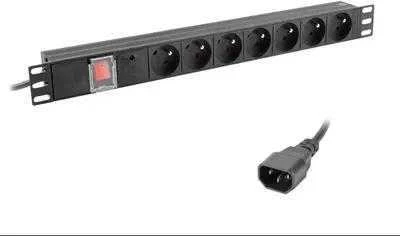 LANBERG PDU-07E-0200-IEC-BK PDU 1U 10A 7 sockets French 2m Juodas