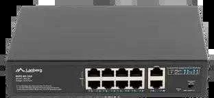 Šakotuvas LANBERG jungiklis PoE 19 colių 10 prievadų 100MB 8 jungtys PoE 30W/prievadas max 120w RSFE-8P-2GE nevaldomas