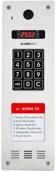 Laskomex Laskomex CP-2533NR-040 Siaura vertikali garso skydelis, nerūdijantis plienas, su RFID skaitytuvu ir ILGESNIu nuomininkų sąrašu (suderinamas su KAM3-1 moduliu)
