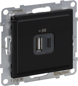 Legrand GN.USB A+C Juodas SUNO
