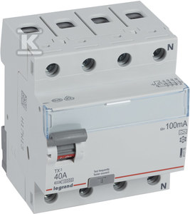 Legrand liekamosios srovės grandinės pertraukiklis 4P 40A 0,1A tipas A P304 TX3 (411775)