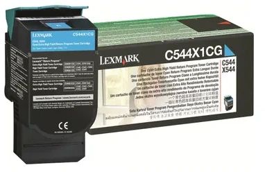 Lexmark C544, X544 žalsvai mėlyna ypač didelio našumo grąžinimo programa Tonerio kasetės kasetė, žalsvai mėlyna, 4000 puslapių