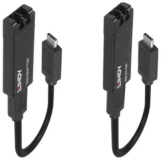 USB Prailginimo Laidas - LINDY Pluoštinis USB 3.2 Type C Prailgintuvas, 100m, 10Gbps, 5VDC, 2A, Juodas