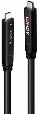 USB Kabelis - LINDY USB 3.2 10Gbps ir DP 1.4 Type C Hibridinis Kabelis (4 juostos), 10Gbps, 4K144Hz, 60W, 10 m, Juodas