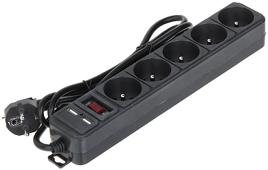 AKY AK-SP-05U Akyga Surge Protector AK-SP-05U 1,5m 5 lizdai CEE7/5 USB5 V/2A +jungiklis