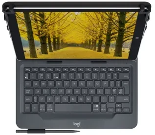 „Logitech“ – universalus dėklas su klaviatūra, 10 colių – juodas (šiaurietiškos gamybos)