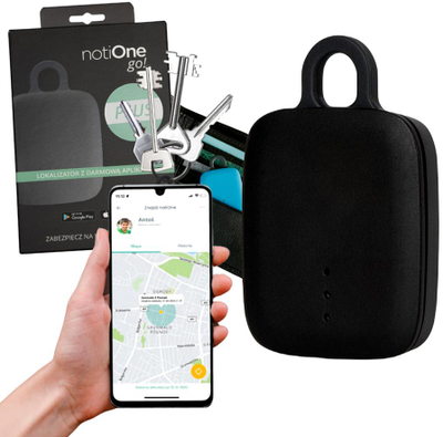 NotiOne GO - Bluetooth lokatorius su garsiniu signalu ir mygtuku - juodas