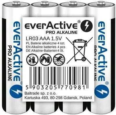 LR03 (AAA) „everActive Pro“ šarminės baterijos (4 vnt. pakuotė)