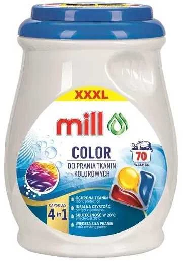 Madonis MILL PROFESSIONAL 3 kamerų spalvotų skalbinių skalbimo kapsulės, 70 vnt.