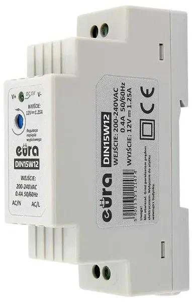 MAITINIMO TAIKYMAS DIN ''EURA'' DIN15W12 12V 1,25 A DC