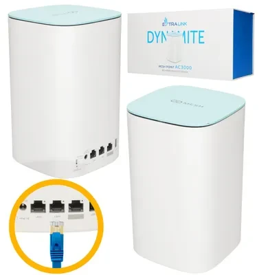 Maršrutizatorius Extralink Dynamite C31 | Mesh tinklo plėtimo modulis | AC3000, MU-MIMO, namų „Mesh WiFi“ sistema